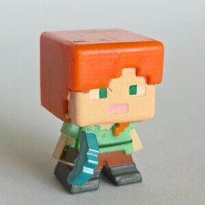Minecraft Mini Figure Alex Blue Pickaxe 1" Stop Motion Action Figurine